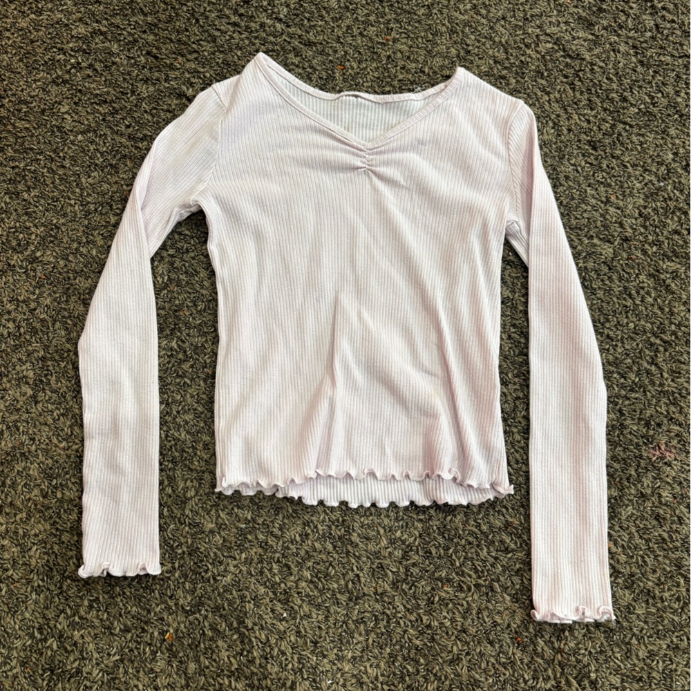Ribbed Off-Shoulder Long Sleeve Top